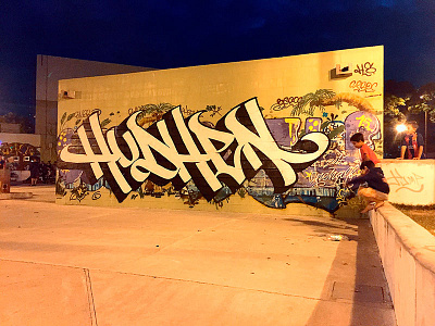Hudhen #2 calligraphy graffiti lettering mural street art typography wall