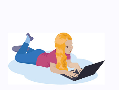 Девочка и ноутбук illustration