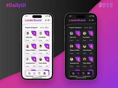 #DailyUI #019 | Leaderboard app design appdesign dailyui dailyuichallenge design leaderboard ui userinterface uxui web design webflow developer website designer