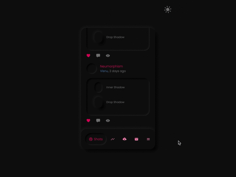 Neumorphism based Dribble Menu coded codepen dark mode dark theme dribbble dribbble invite dribbble shot light mode light theme menu menu design neumorphic design neumorphism soft ui switch toggle switch