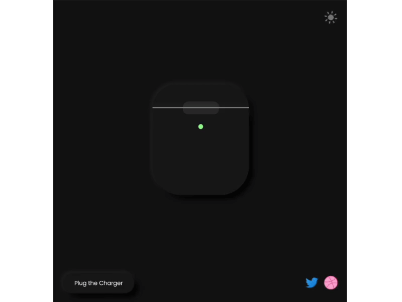 AirPods Animation airpods animation charger coded codepen dark mode dark theme headphones light mode light theme