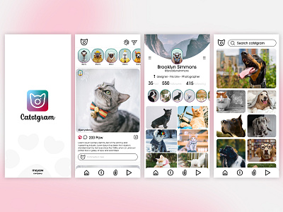 Catstgram Social Media animal app app design cat design figma friend graphic design pet pet friends photo social social media ui ux