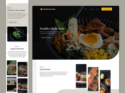 Noodle Mountain Website concept food food and drink logo design ui design visual design web design