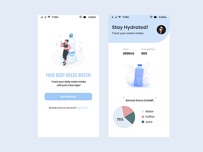 A simple UI concept of a Water-Intake Tracker app