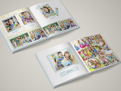 Photobook design - school blue editorial education for kids illustraion kids memorable memories photobook photobookdesigners photos