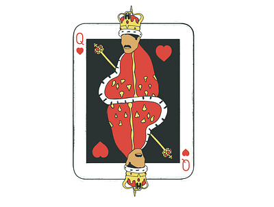 Queen of bands card design freddie illustration illustration art interior design photoshop playing card poster queen queen of hearts