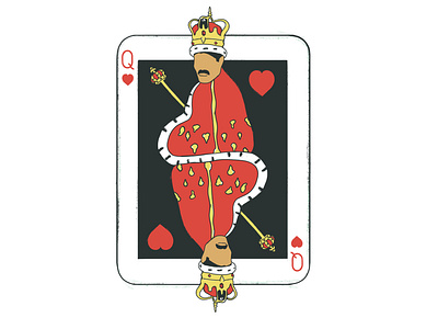 Queen of bands card design freddie illustration illustration art interior design photoshop playing card poster queen queen of hearts