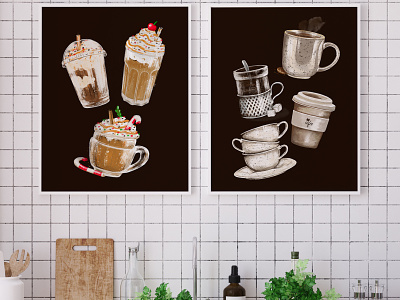 A set of posters for coffee lovers. cofee coffee design illustraion illustration illustration art kitchen photoshop poster