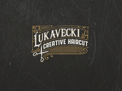 Lukavecki Creative Haircut logo haircut haircuts hairdresser hairstyle vintage vintage font vintage logo