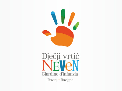 Logo for kindergarten brand croatia design giardino hand infant kids kindergarten logo logo design logotype palm rovinj