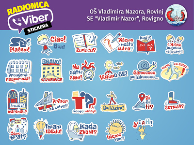 Viber stickers for OŠ Vladimir Nazor brand branding croatia design illustration logo logo design vector