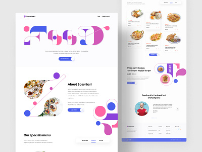 Sosurbari Food Landing Page 2020 trend creative dribbble best shot food food delivery food landing page food website homepage landing page pattern pattern design restaurant restaurant landing page restaurant website ui design uiux web web design website