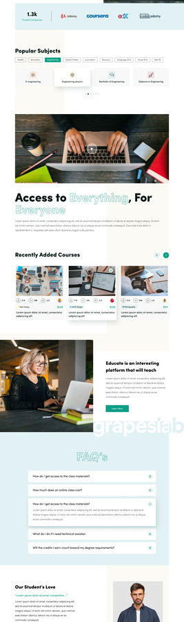 E-Learning Landing Page || Grapeslab by Anik Deb for Grapeslab on Dribbble