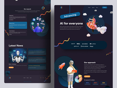 Artificial Intelligence Web & Responsive (Dark Version) 3d anik deb anikdeb artificial intelligence best designer branding design dribbble best shot grapeslab homepage illustration landing page landingpage popular shot template top designer web web design website website concept