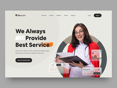 Medical Website - Hero Section anik deb best designer clinic doctors dribbble best shot health healthcare hospital landing page landing page designer medical medical care medical landing page medical website patient top designer uiux web design website website designer