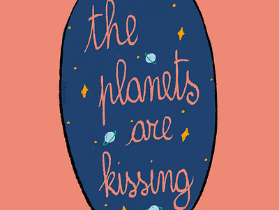 The planets are kissing design digital art digital illustration illustration logo procreate typography
