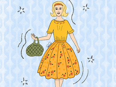 50s skirt digital art digital illustration illustration mid century midcentury procreate
