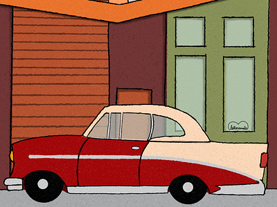 50s car 50s design digital art digital illustration illustration mid century midcentury old car procreate vintage car