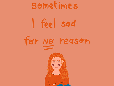 Sometimes I feel sad for no reason digital art digital illustration illustration procreate typography