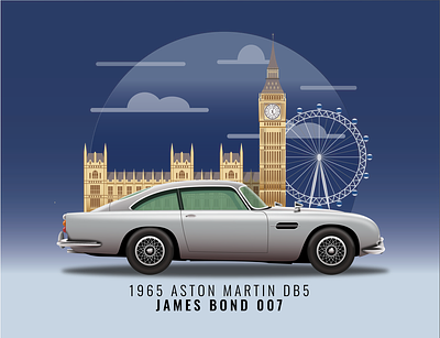 1965 Aston Martin DB5 - Bond 007 007 aston martin car city design illustration illustrator james bond london eye united kingdom