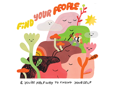 FIND YOURSELF creative pep talk find yourself floral hike hiking illustration lettering outdoors self actualization self discovery