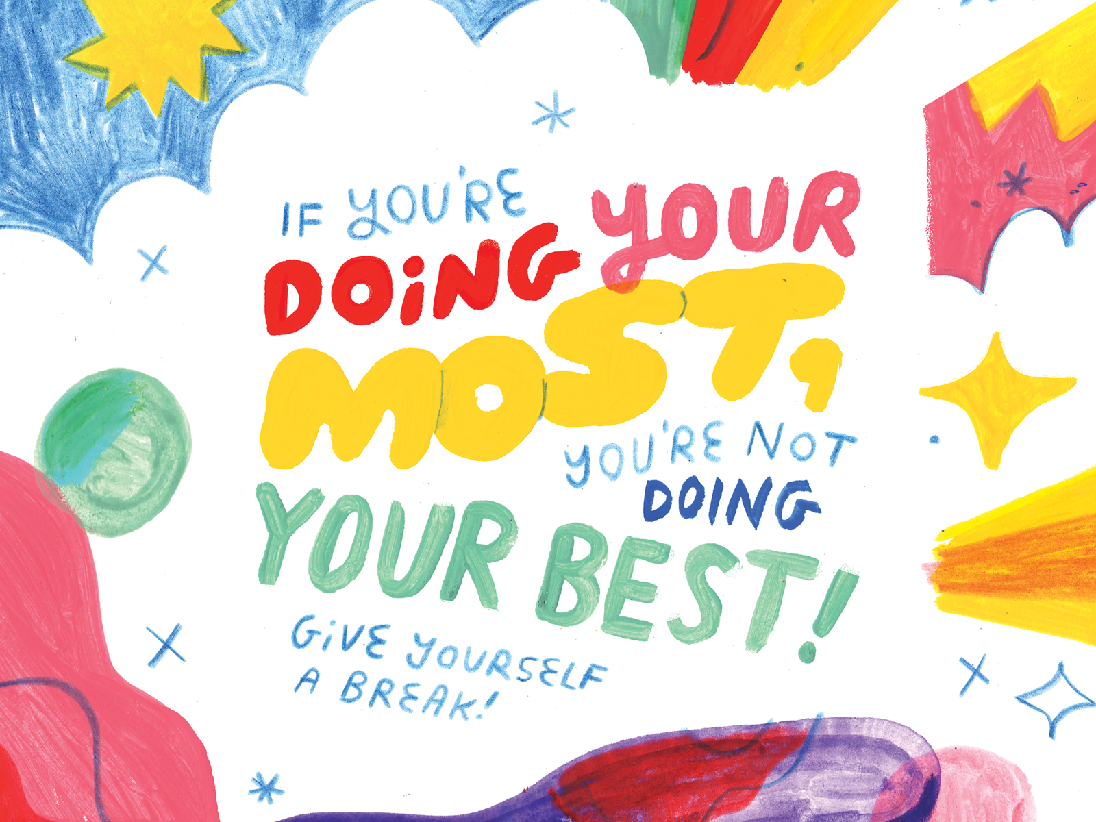 Your Creative Super Self self care motivation quote episode art podcast creative pep talk art painting lettering