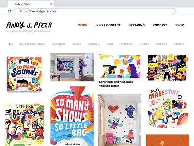 NEW SITE Y'ALL!!!!! andy j pizza illustration web design wesbite wix