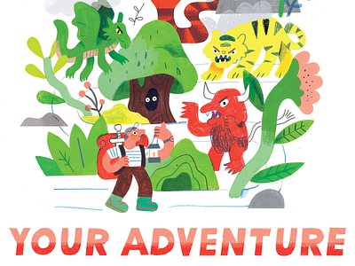 SAY YES TO adventure andy j pizza creative pep talk design dragon floral hike illustration journey monster mountain paint path podcast podcast art podcast artwork