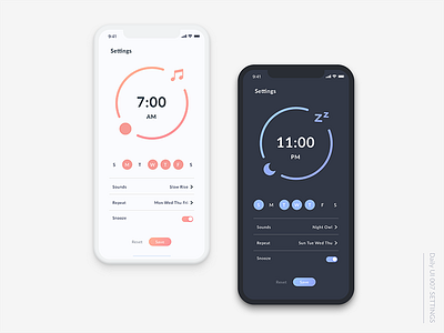 Daily UI#007 Settings alarm app daily ui mobile settings