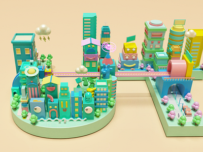 UTOPIA 3d c4d design illustrator isometric maxon render