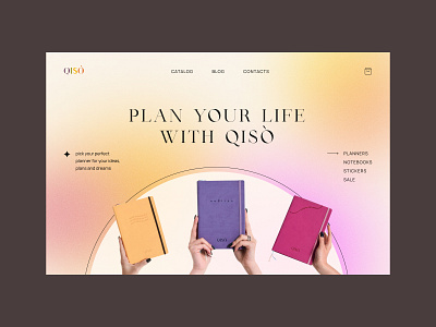QISÓ — ukrainian planner brand colorfull dreamy gradient e commers flat gradient notebook office supplies online store planner ui ukraine ukrainian brand ux web web design