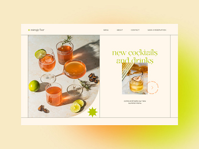 Cocktail bar | Home page concept bar blocks bright cocktail colorfull design drinks flat lines ui ux vintage web web design