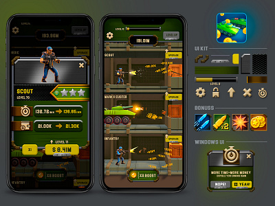 Game "Idle Army" design illustration logo ui ux игра