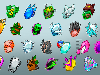 Game crystals icons "Super Powers 3D" design game icons illustration logo ui vector игра