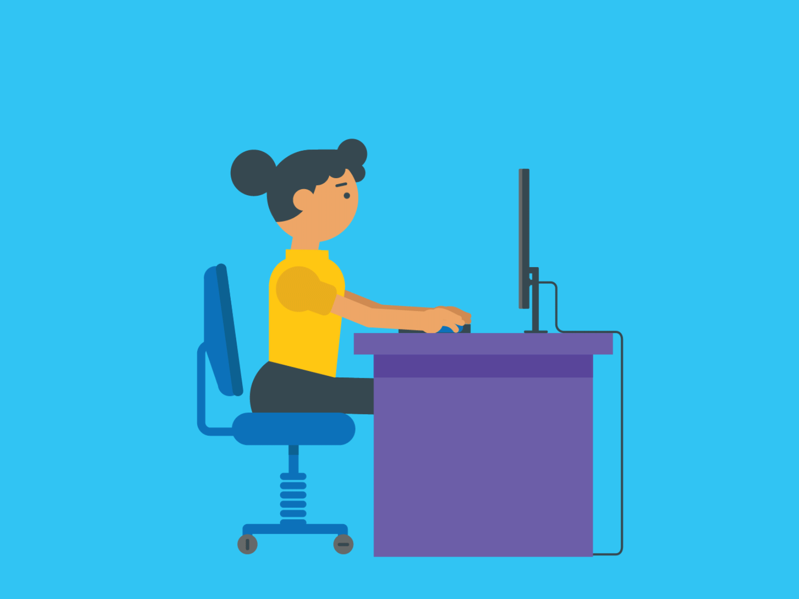 After Effects Error! animated animated gif animation chair character character design computer error gif illustration minimal monitor office simple design stress table vector work