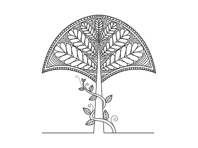 Tree & Vine illustration line vector