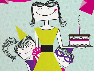 Happy Birthday birthday card family illustration