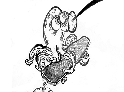 PoolPolipo black white comic art comics design fabriano fumetti icon illustration ink skate skateboard skater vector