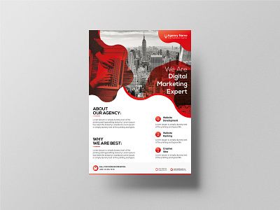 Modern Business Flyer Design Template Red Color
