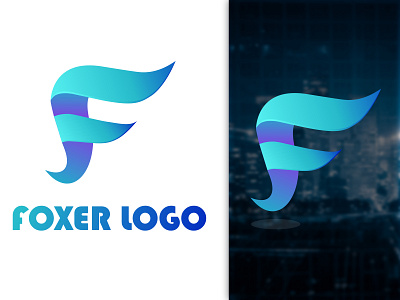 Abstract Colorful F Letter Foxer Logo Design