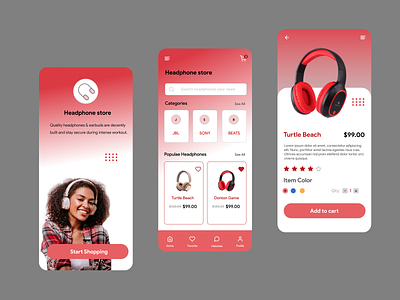 Headphone store app design icon landingpage minimal typography ui uidesign vector web website