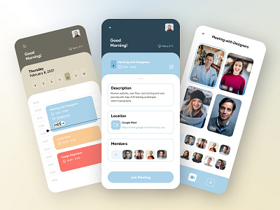 Calendar App app calendar call design flat graphic design management meeting minimal motion graphics note paradigm task ui video call
