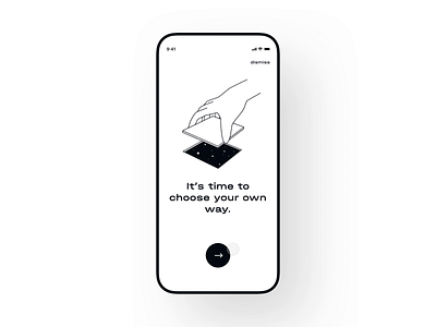 Choose Your Own Way animation app black blackandwhite design interaction interface onboarding onboarding ui swipe transition ui ux white