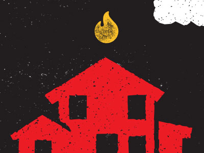 Neighbors from Hell cloud fire hell house illustration red texture