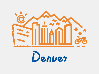 Denver cash register city colorado denver icon illustration lines mountains red rocks rockies shane harris skyline