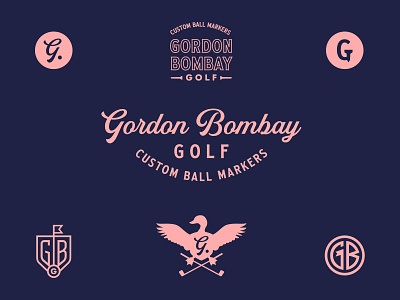 Gordon Bombay Golf Concepts avatar badge badge design blue branding flag golf golf brand golf design golf logo gordon bombay icon logo logo design mighty ducks pink script font shane harris type typography