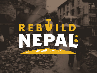 Rebuild Nepal earthquake identity logo mountain child mountains rebuild nepal yellow