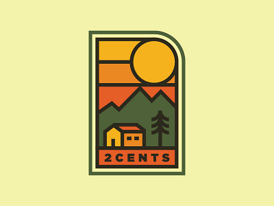 2Cents Retreat Badge 2 cents badge cabin kentucky line icon mountain patch sunset tree two cents