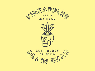 Pineapple Brains badge branding line work lockup logo logotype mark pineapple shane harris skull type typography