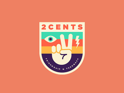 More 2₵ents Fun 2¢ badge eye friends gradient hand lightning patch shane harris sticker two cents